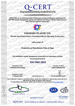 CERTIFICATE GOLBARG PLASTIC ISO 9001